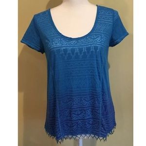 Free People Short Sleeve Bead Shirt Boho Size S